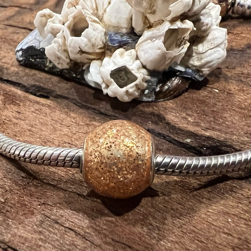 Authentic Pandora Charm Rose Enamel Glitter Ball Bead Sterling Light Pink